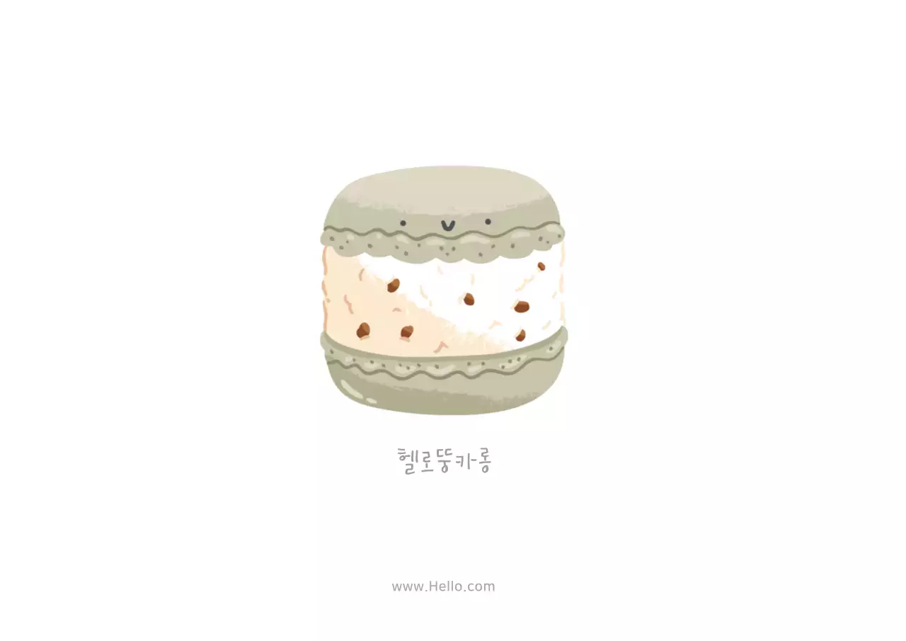 밝은색 마카롱캐릭터 귀여운 카페 홍보용