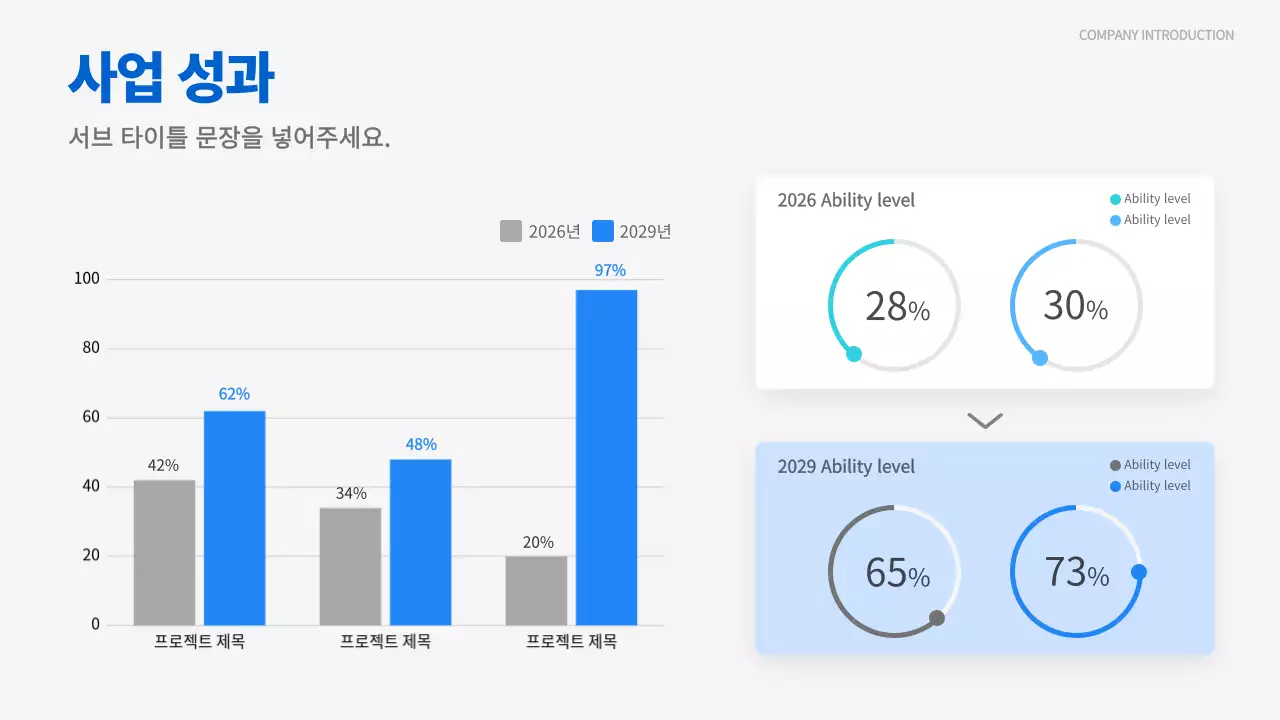 파란색의 비지니스 막대 그래프 차트