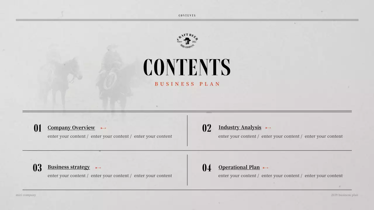 갈색과 주황색의 레트로 컨셉 주류 사업계획서