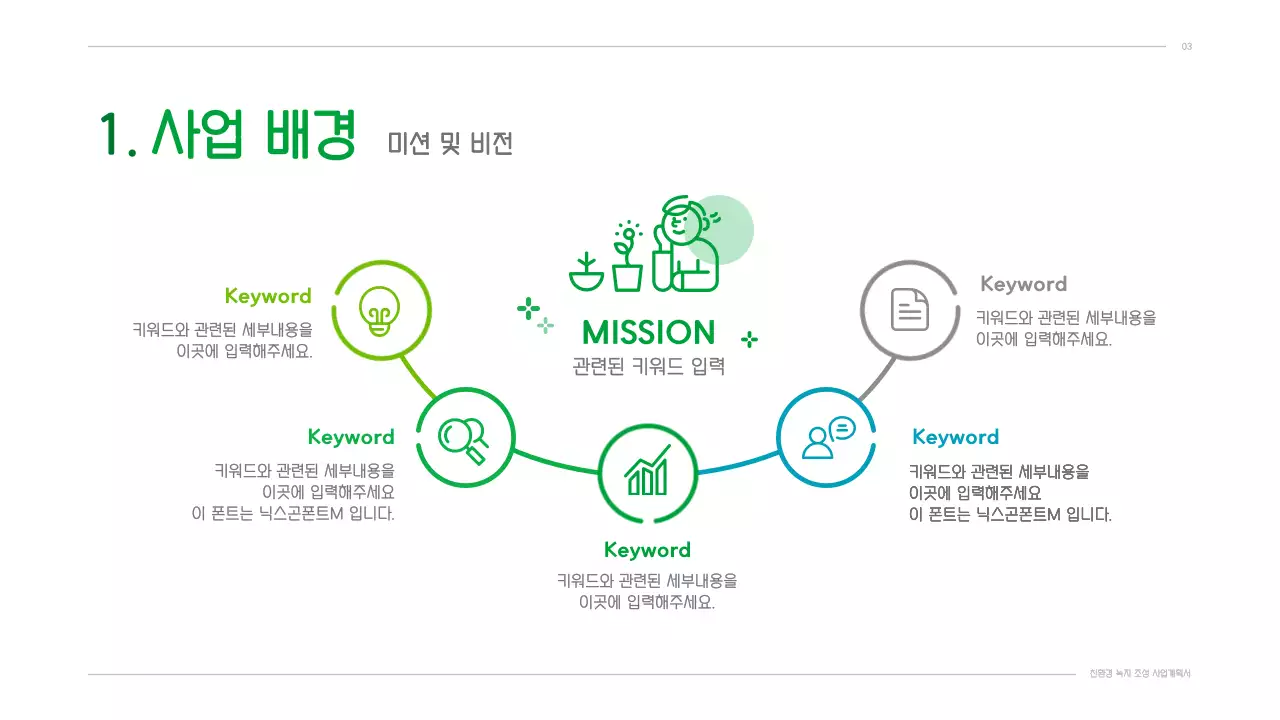 초록색의 깔끔한 일러스트 컨셉의 사업계획서