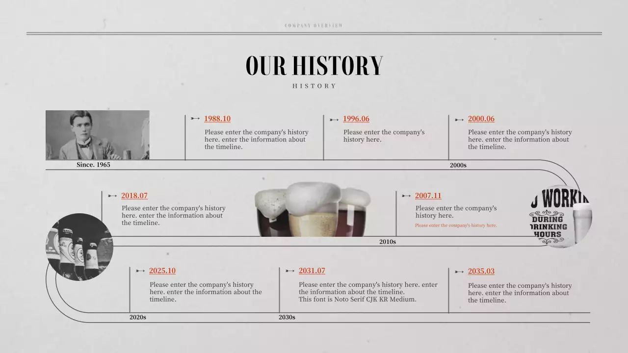 갈색과 주황색의 레트로 컨셉 주류 사업계획서