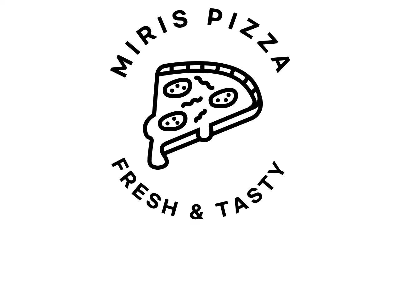 블랙의 깔끔한 빈티지뱃지형의 심볼형 로고 피자