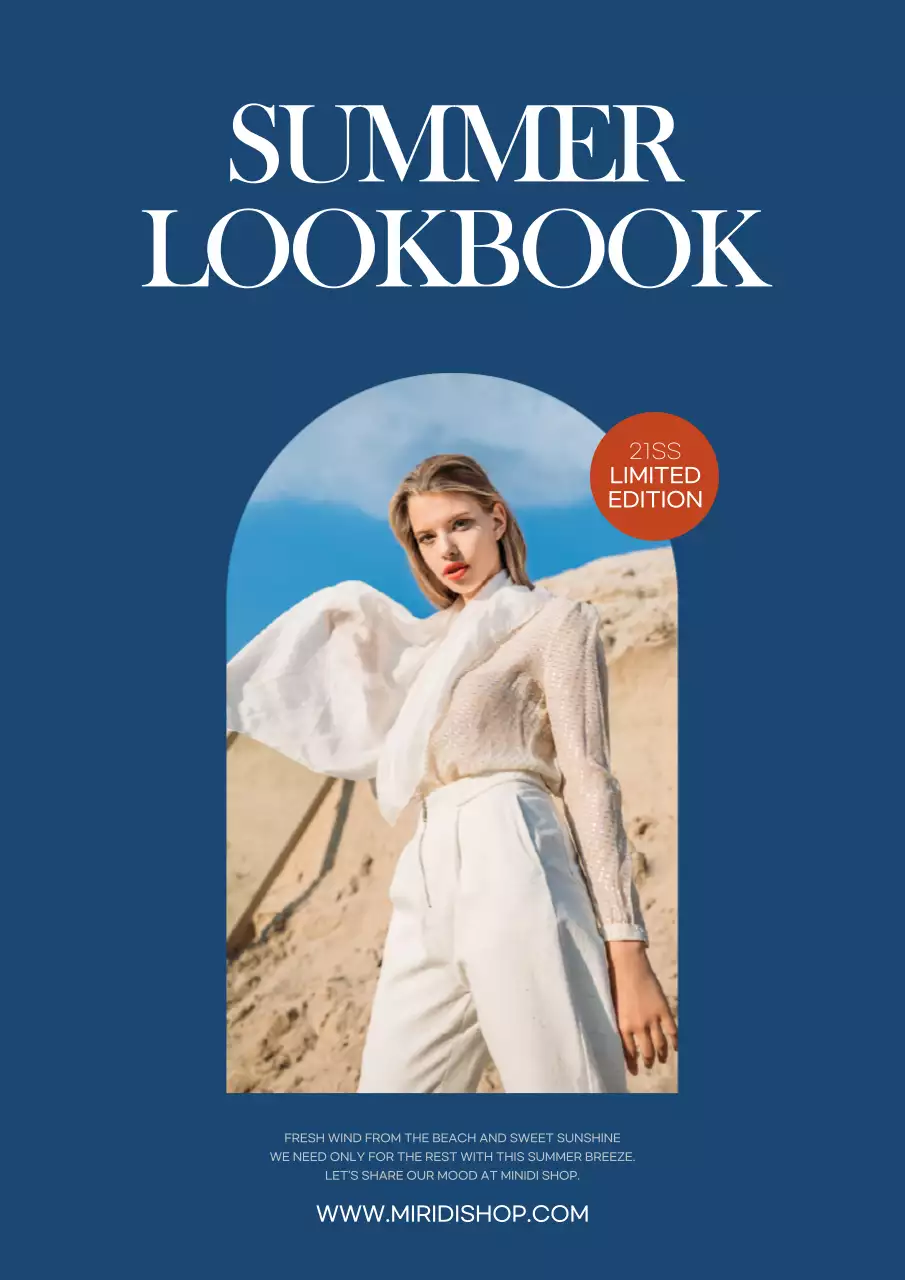 블루와 브라운 포인트의 심플하고 세련된 서머 룩북 테마