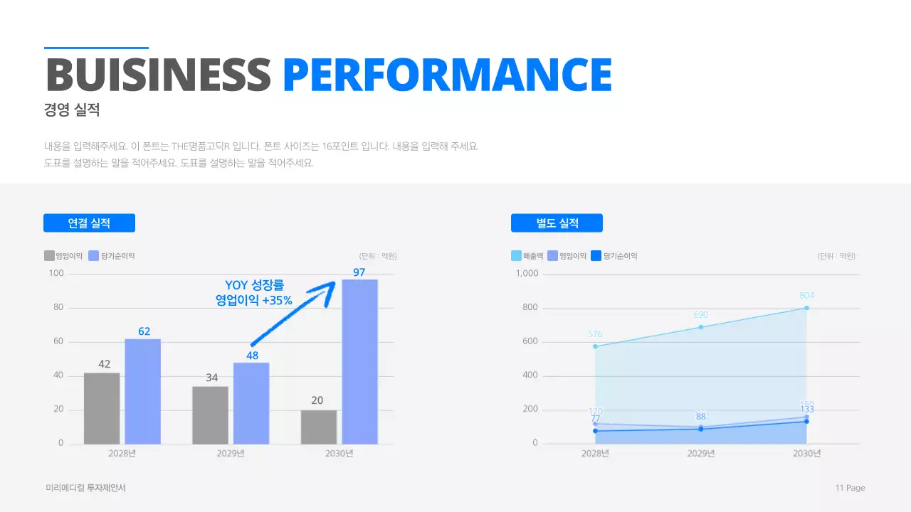시원한 블루계열의 심플한 디자인이 돋보이는 메디컬 회사 투자제안서