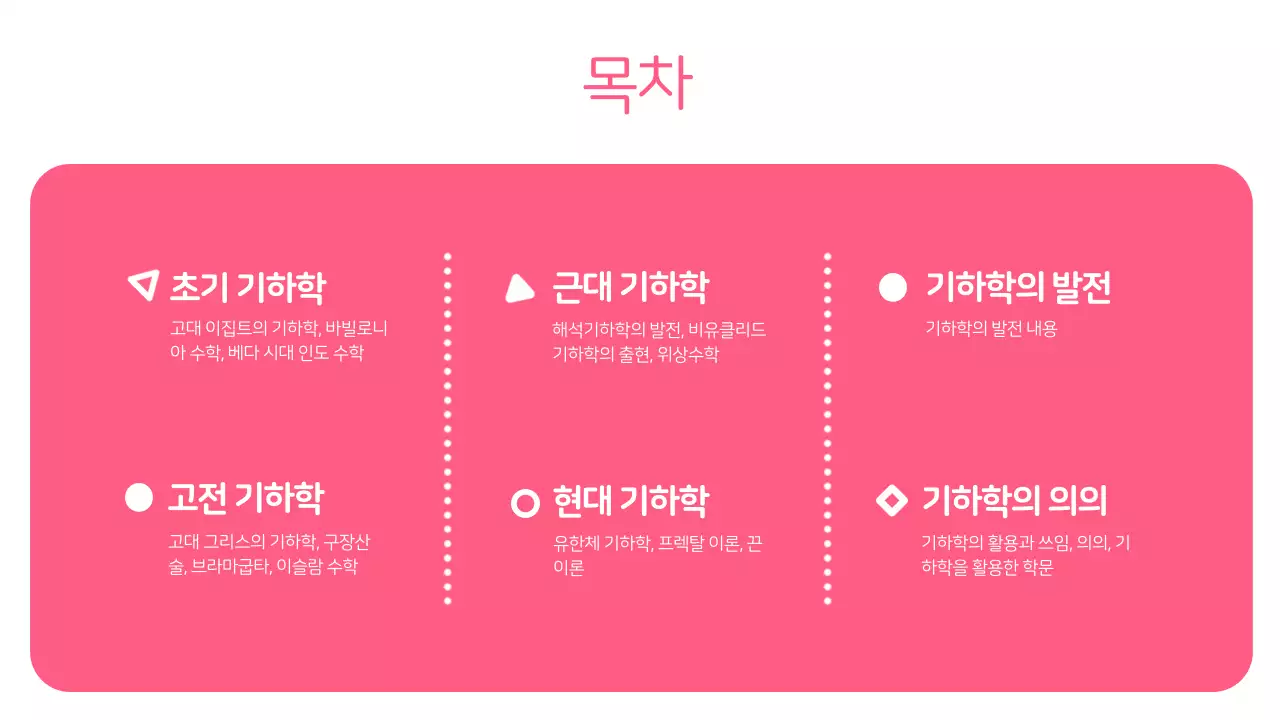 분홍색 깔끔한 기하학적 도형의 프레젠테이션