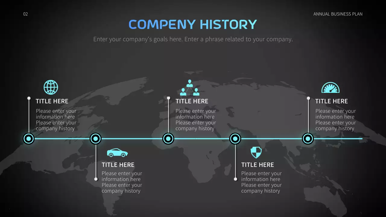 블루와 블랙의 움직이는 그래픽 컨셉의 자동차 연간사업계획서