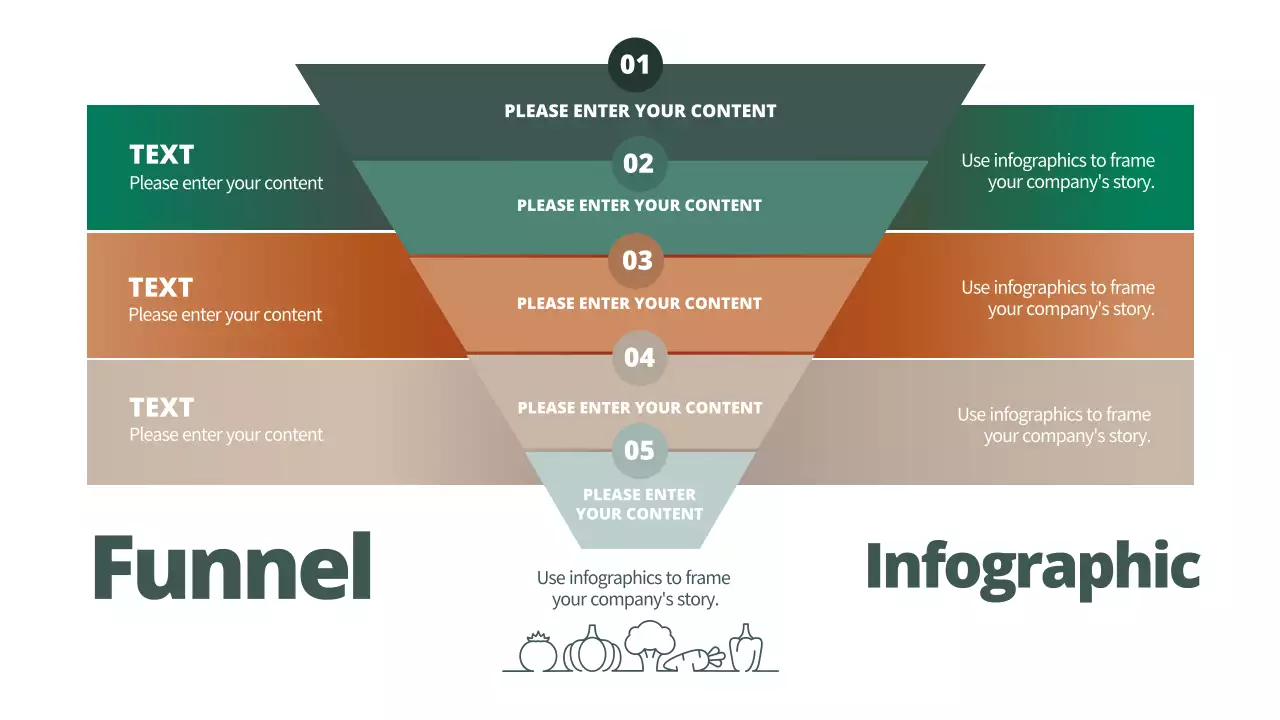 녹색과 갈색의 funnel 야채 느낌의 다이어그램