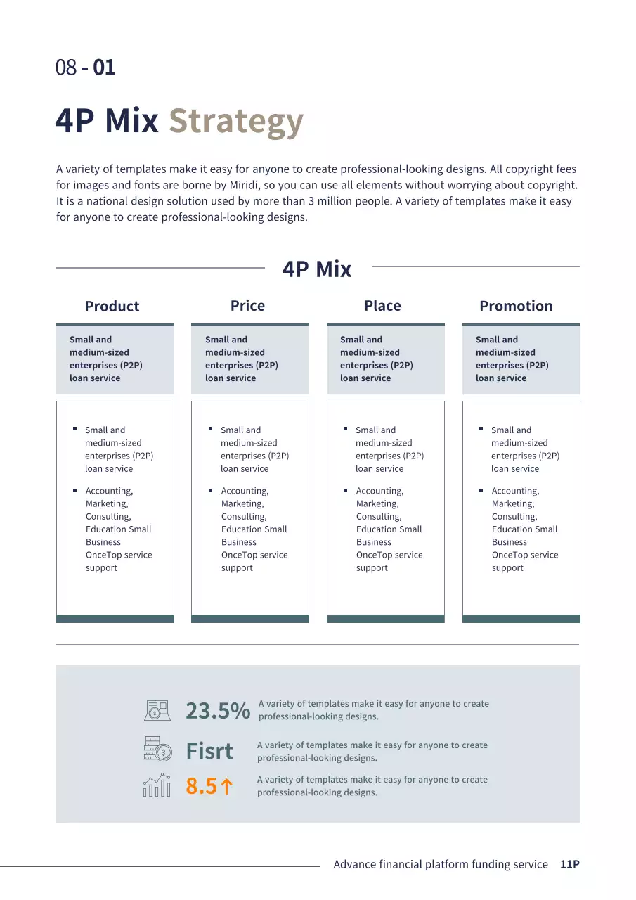 남색의 심플한 비즈니스 기업 금융 P2P 사업계획서 