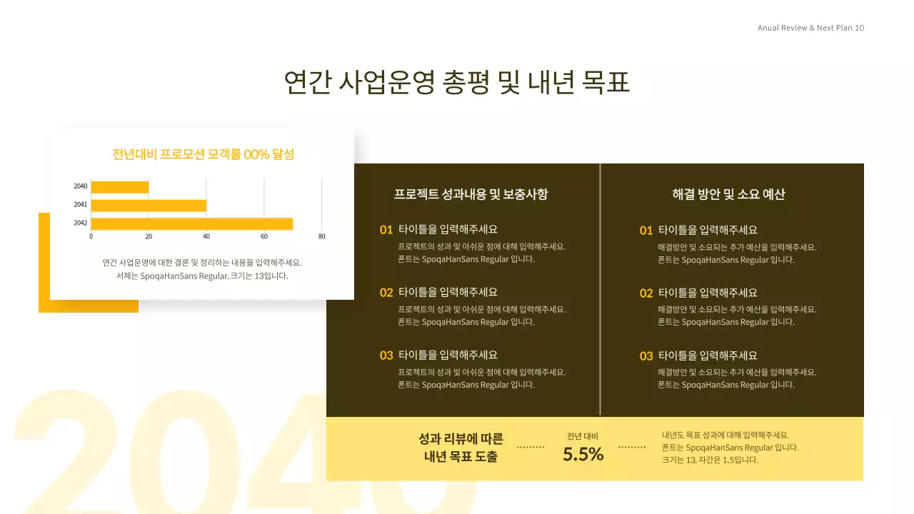 노란색 컨셉의 여행사 매출 보고 프레젠테이션