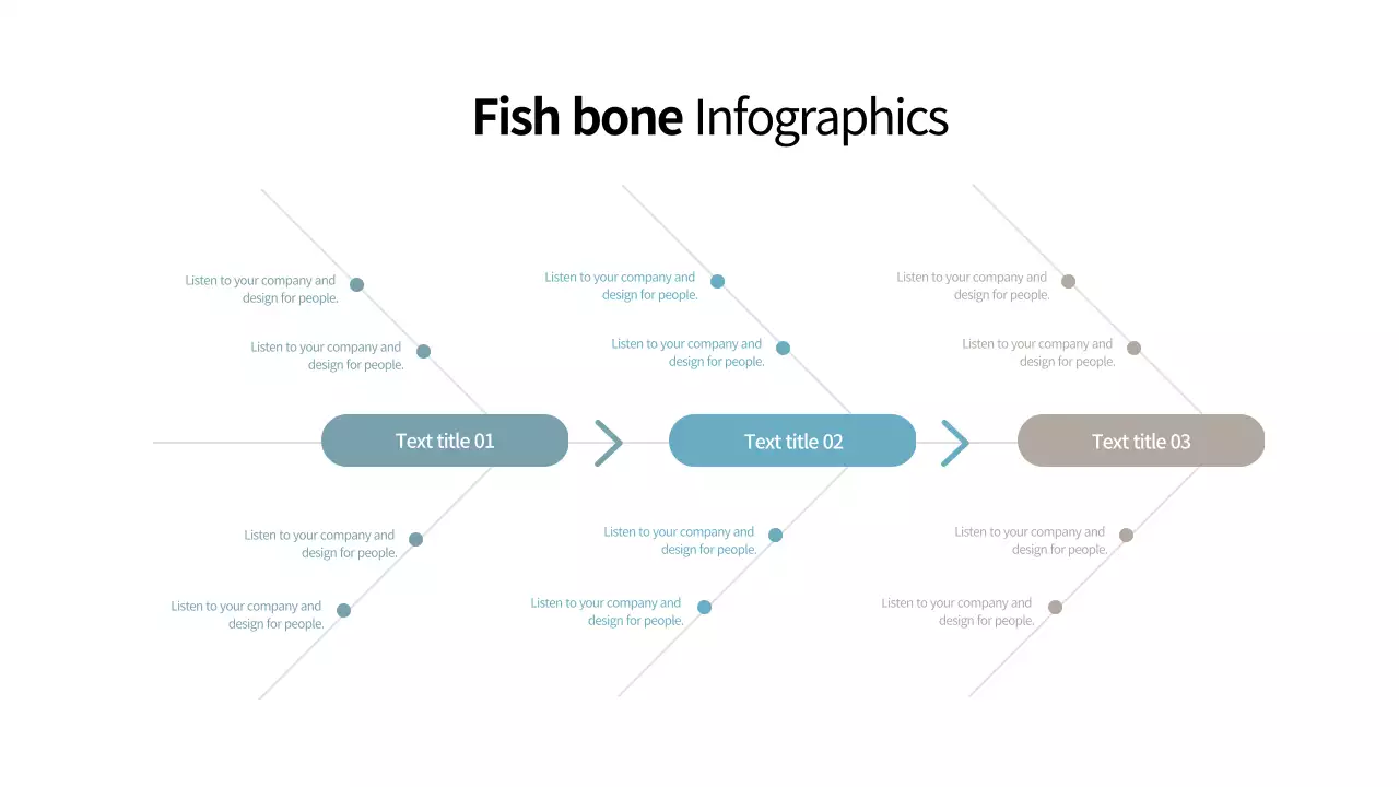 하늘색과 갈색의 심플한 기업 피쉬본 인포그래픽