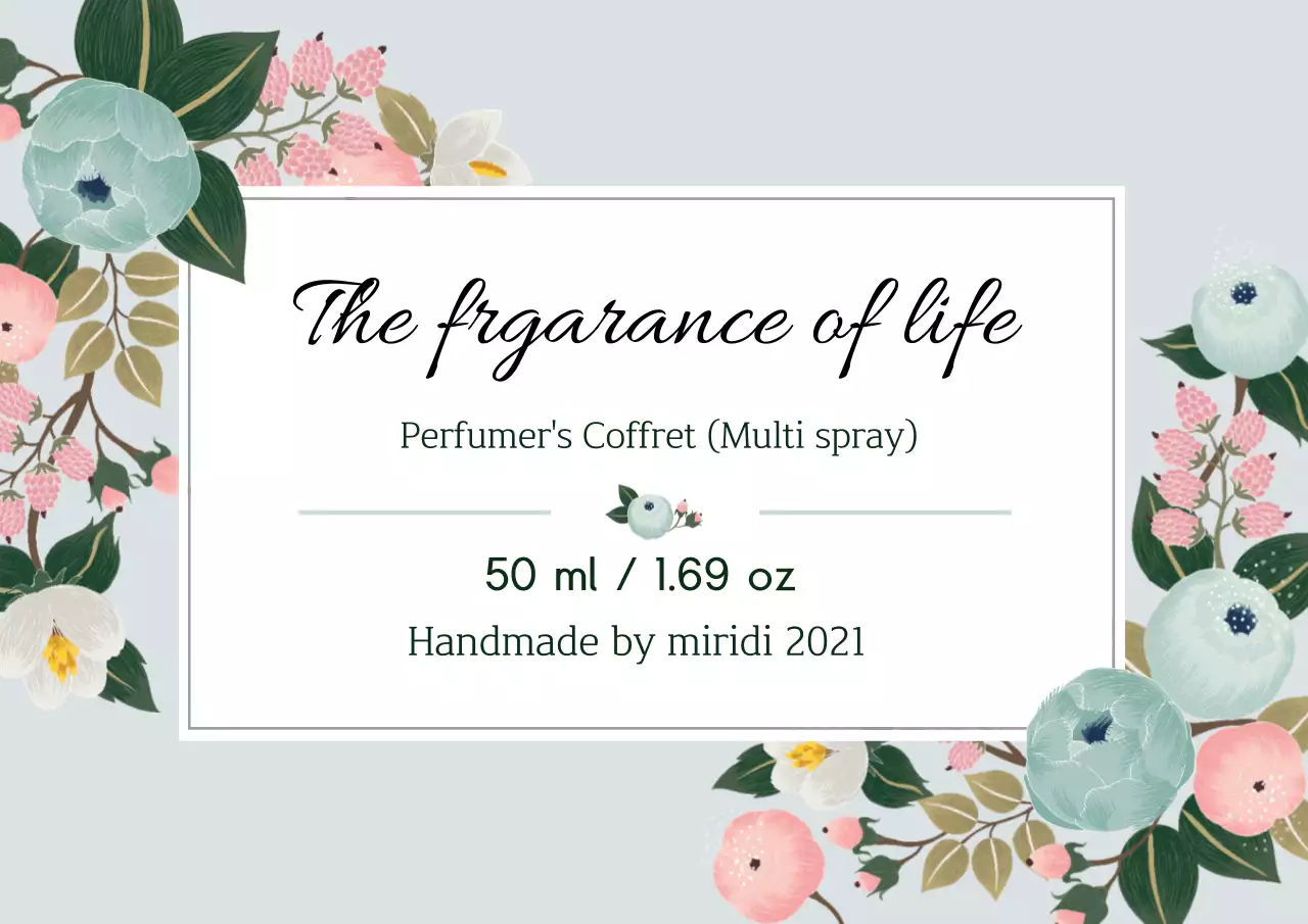 파란색 일러스트 빈티지적인 향수 라벨