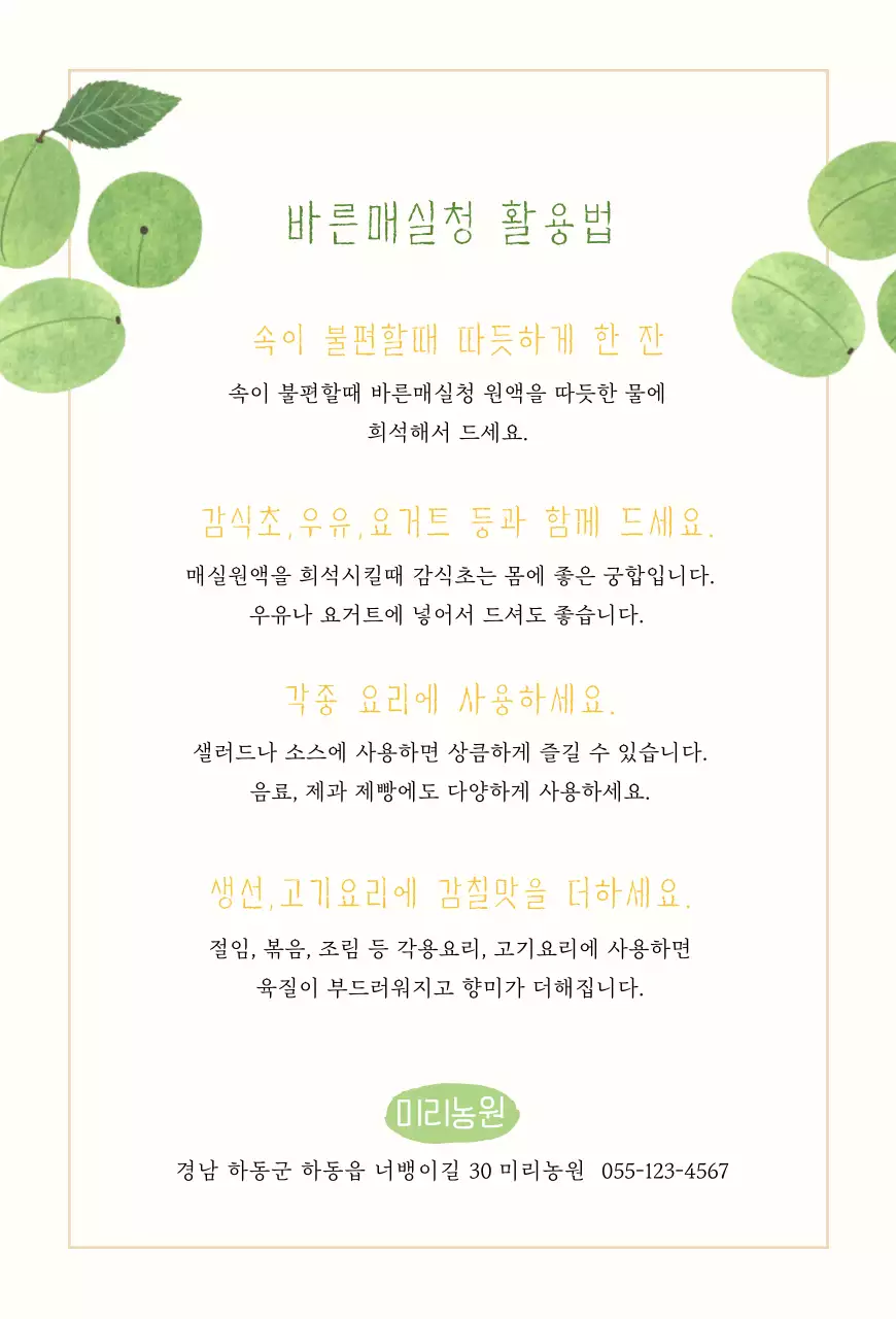 일러스트 매실청 엽서