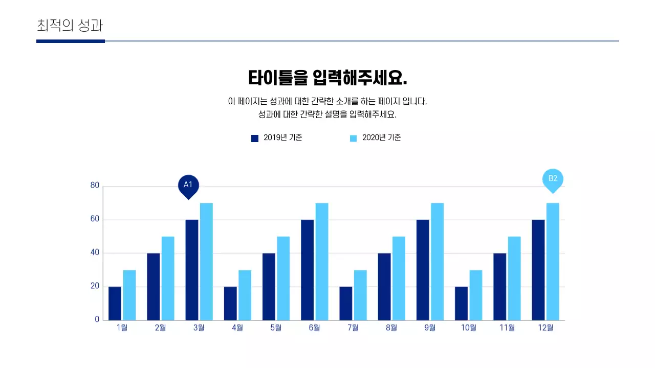 파란색과 하늘색의 회사 컨셉 비교형 막대그래프