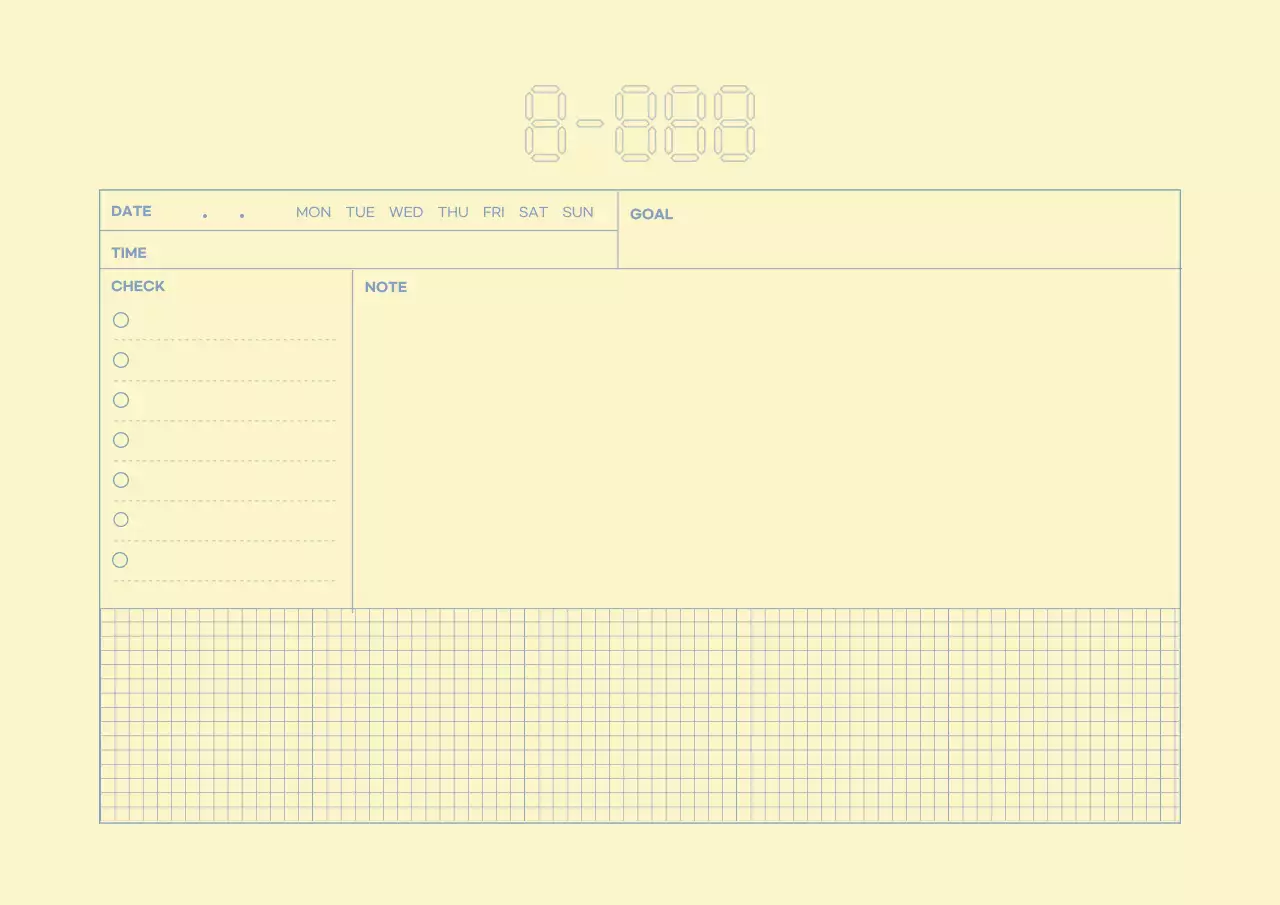 노란색 파란색 라인 심플한 플래너