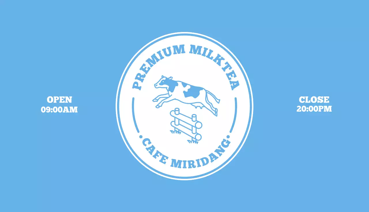 하늘색의 레트로 스타일의 밀크티 카페