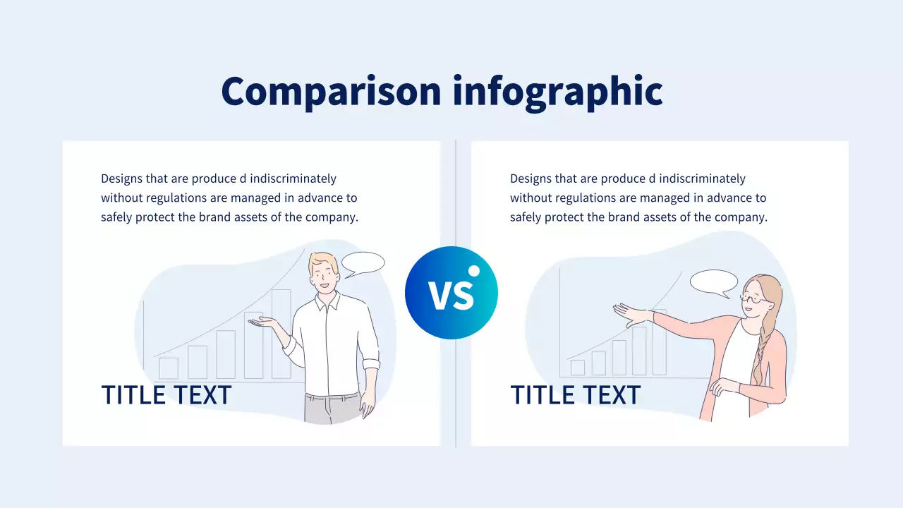 파란색과 하늘색의 라인 일러스트로 이루어진 경쟁구도의 Comparison 인포그래픽