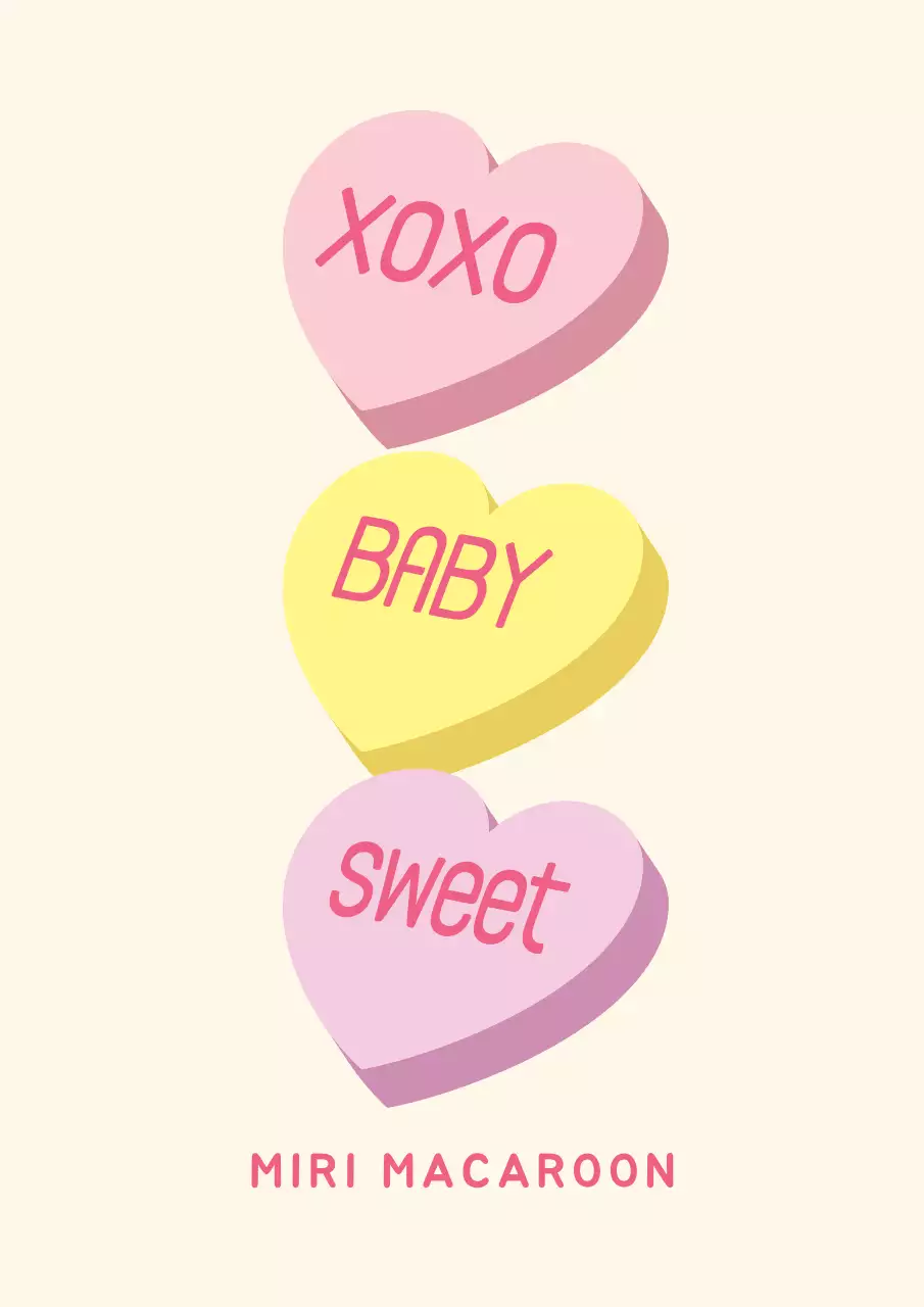 노랑색과 분홍색의 귀여운 마카롱 카페 홍보 포스터