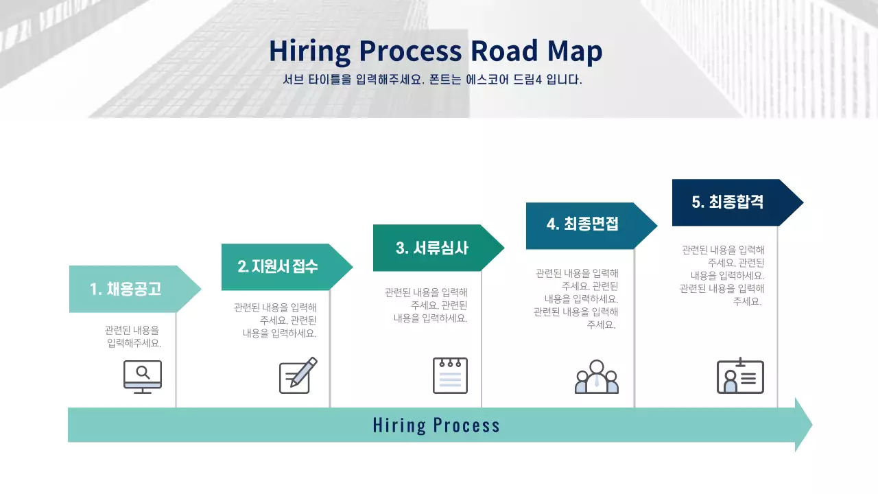 청녹색 채용과정 루트맵 인포그래픽 Hiring Process Roadmap