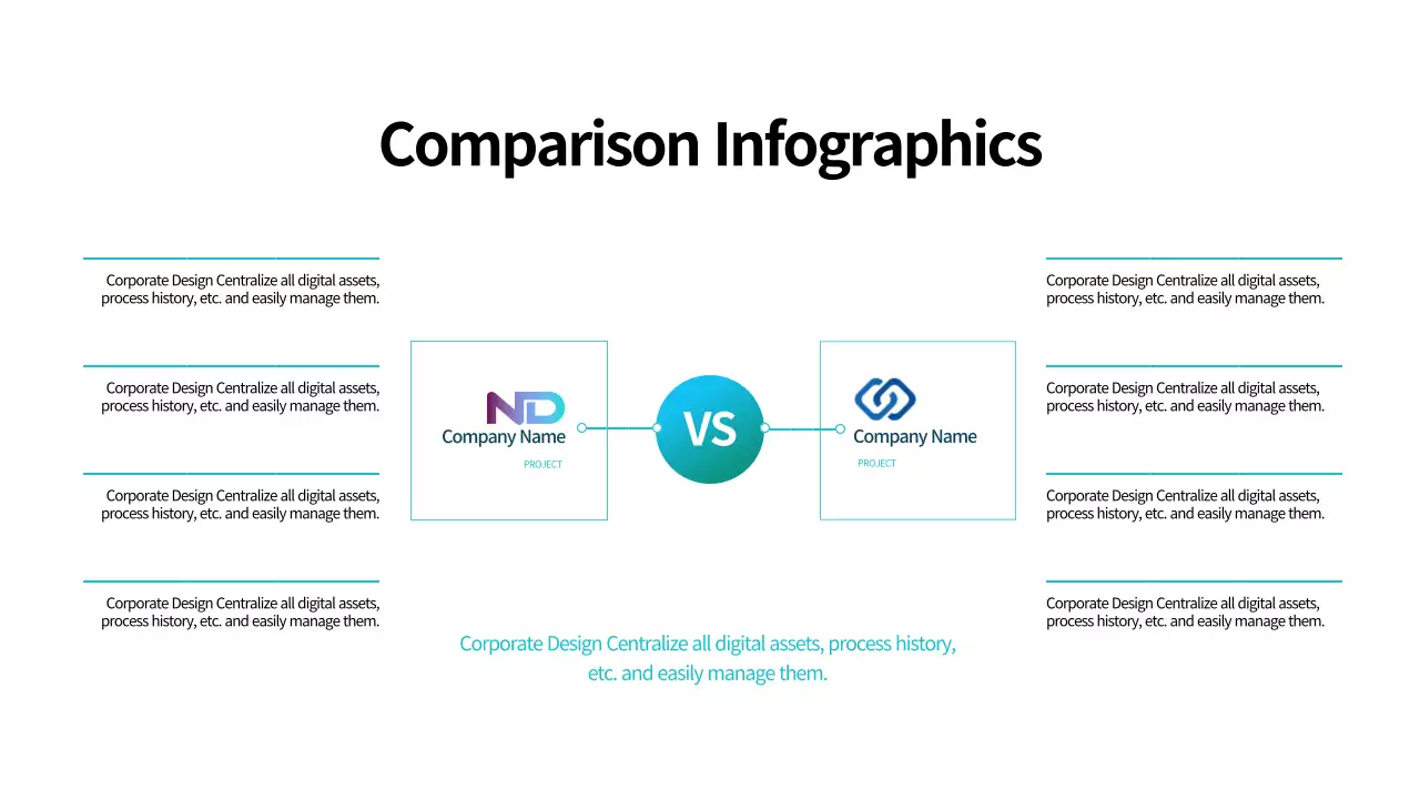 파란색의 심플한 기업 비교 인포그래픽