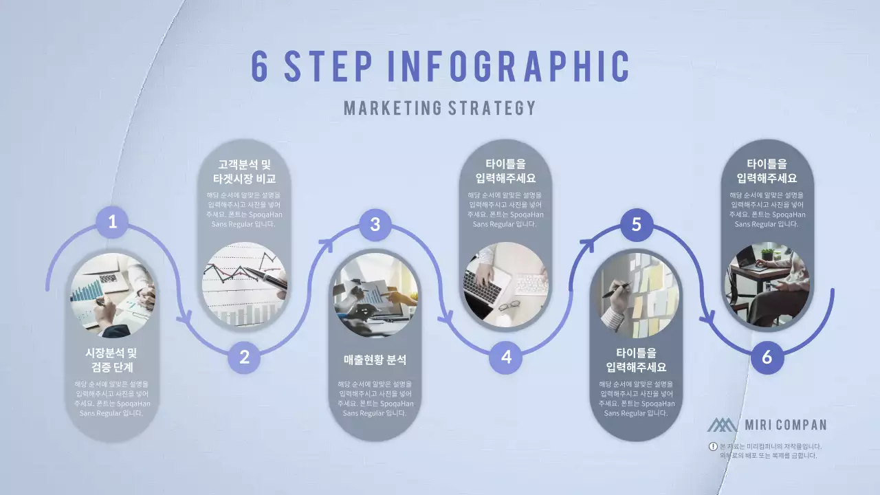 차분한 파란색톤의 로드맵 인포그래픽