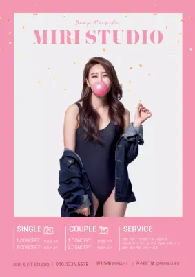 분홍색 심플한 이미지강조 바디프로필 스튜디오
