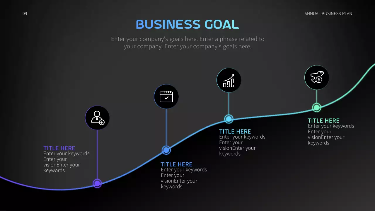 블루와 블랙의 움직이는 그래픽 컨셉의 자동차 연간사업계획서
