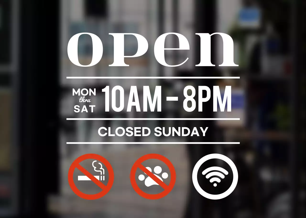 화이트의 베이직한 오픈시간안내와 싸이니지