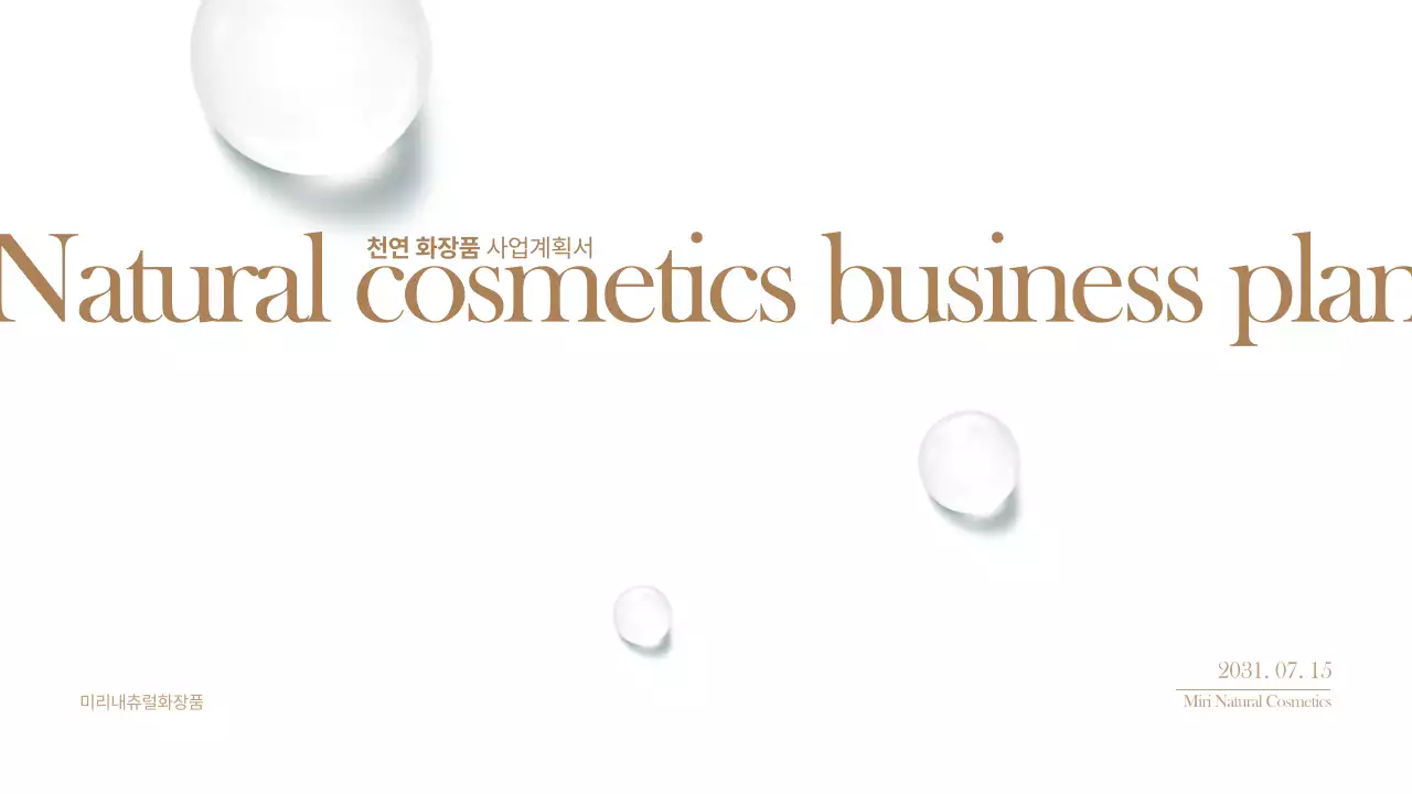 갈색과 녹색의 천연 화장품 사업계획서 프리젠테이션