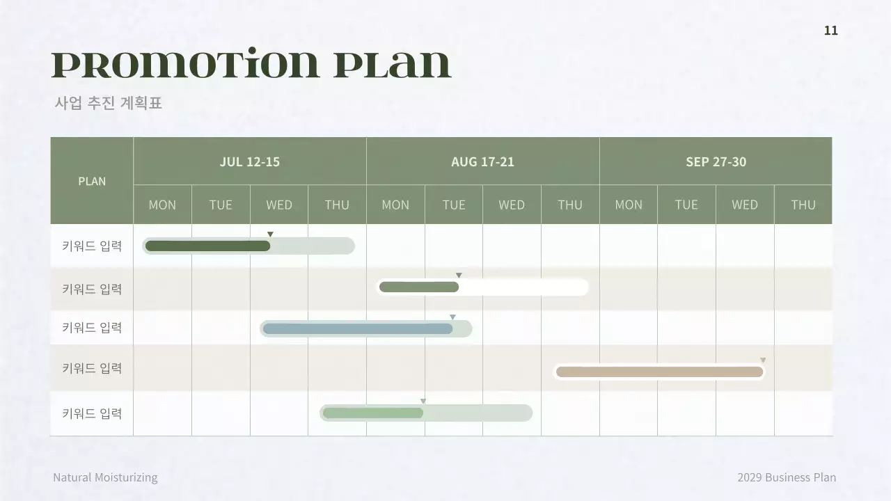 어두운 그린의 더마 코스메틱 컨셉의 사업계획서
