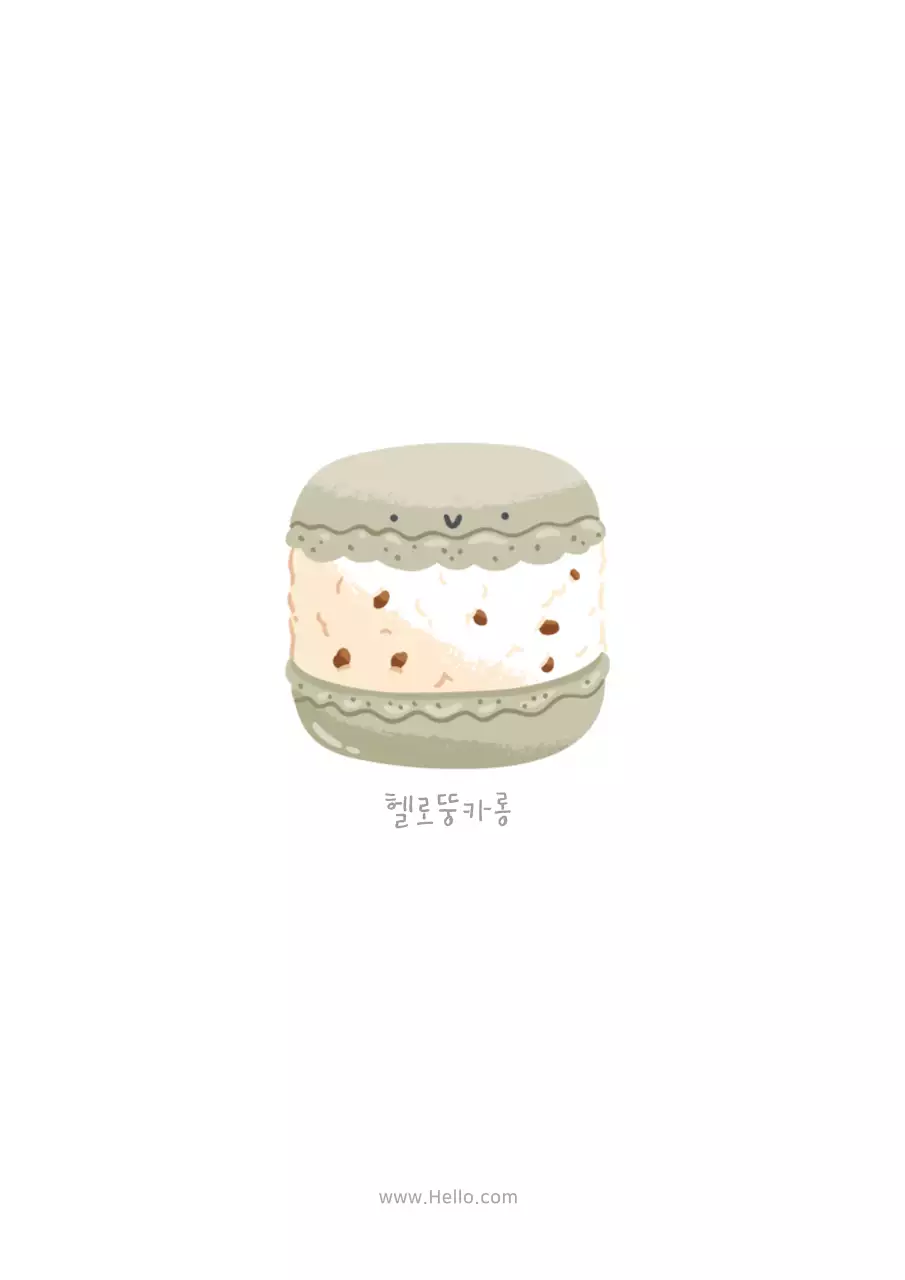 베이지색 귀여운 마카롱 카페 메뉴 홍보 카드