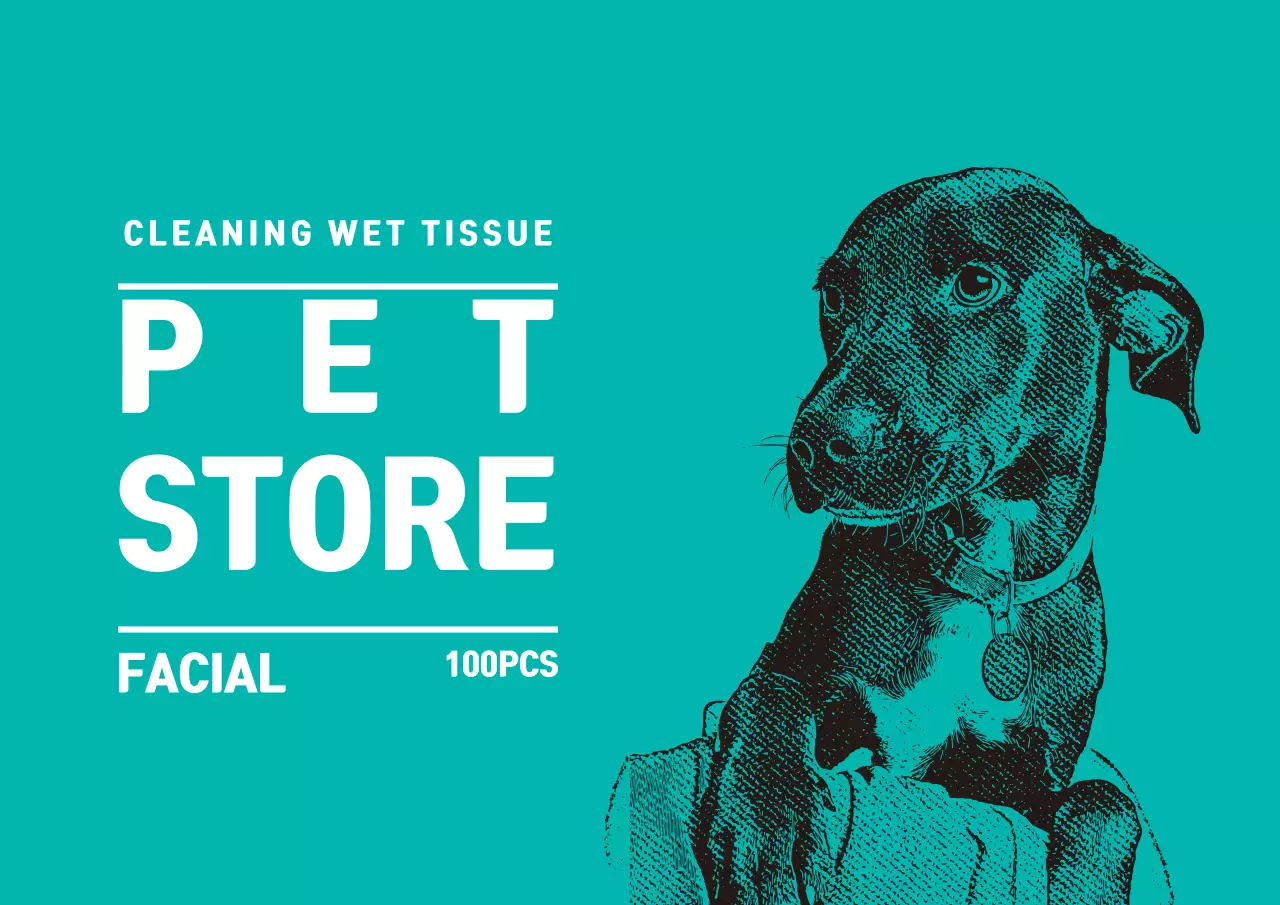 청록 일러스트 펫샵 라벨