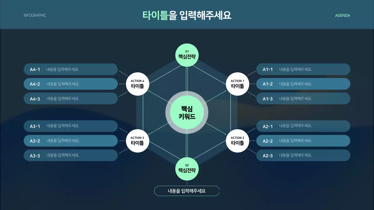 어두운 파란색 컨셉의 다이어그램 인포그래픽