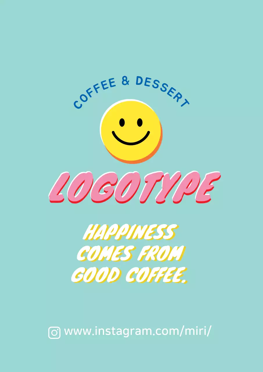 파란색 분홍색 일러스트 귀여운 카페 홍보