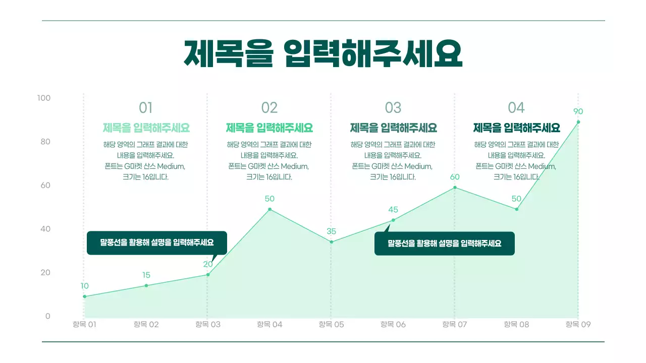 초록색 그라데이션의 꺾은선 그래프