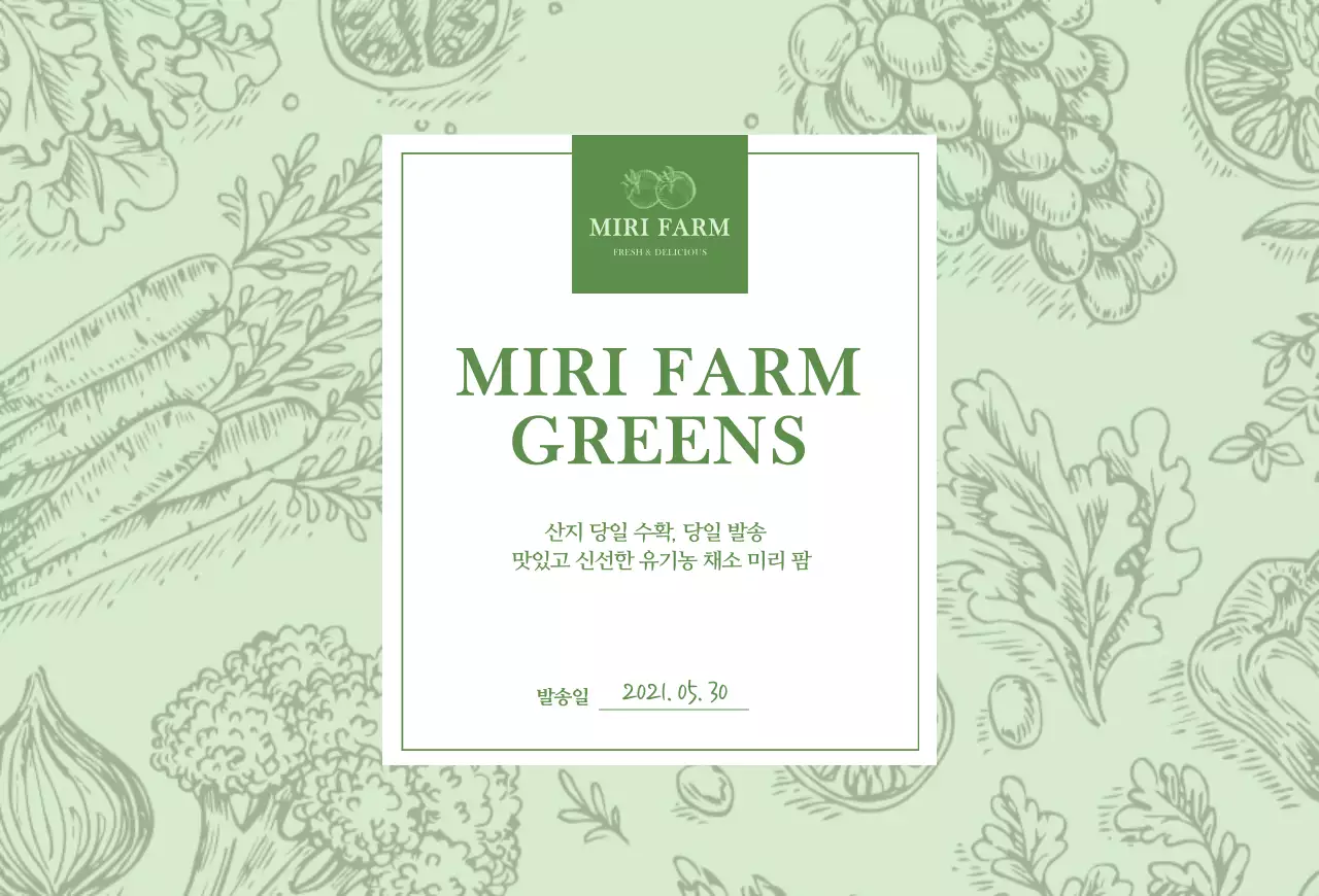 연두색의 야채 일러스트 엽서