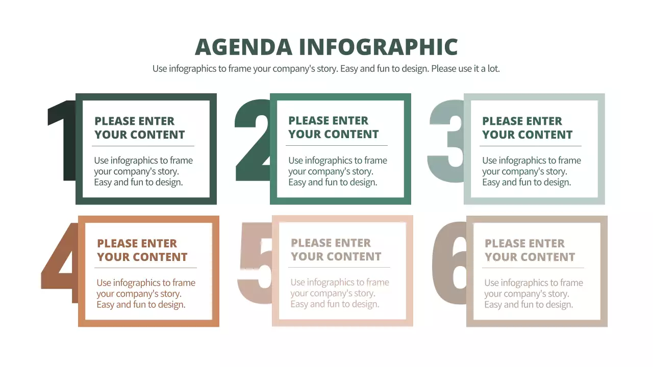 녹색과 갈색의 심플한 Agenda 숫자형 다이어그램