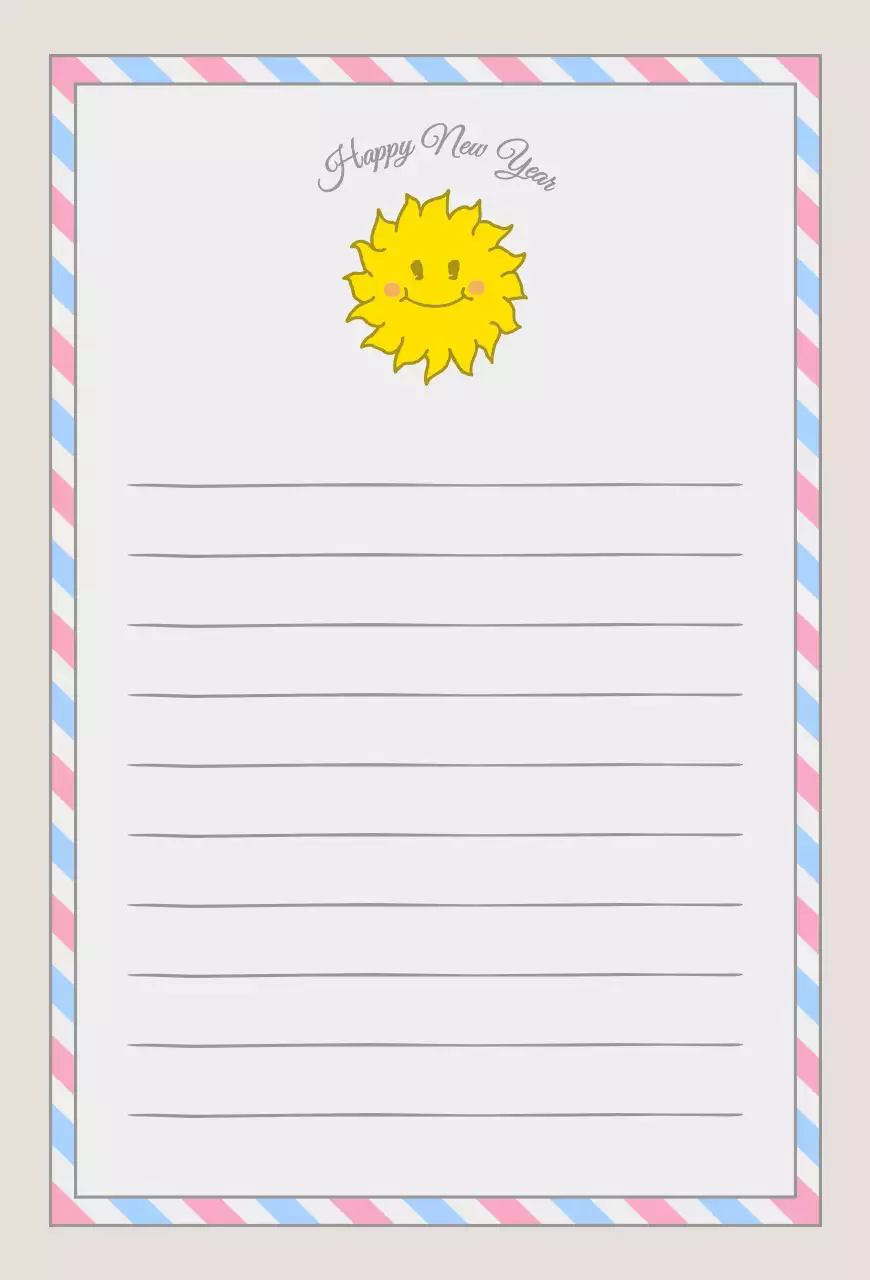 핑크 하늘 옐로우의 귀여운 해 일러스트의 해피뉴이어