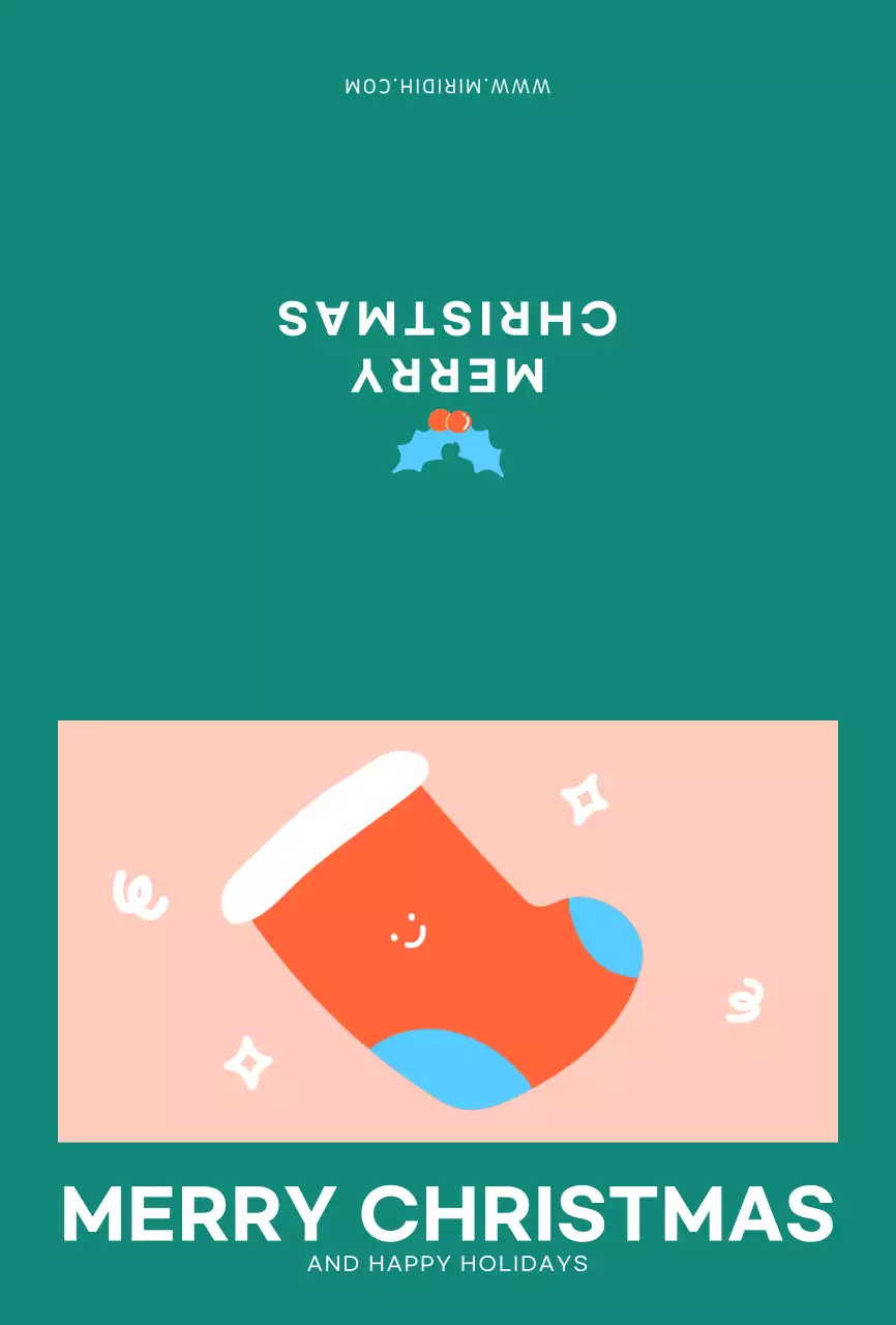 청록색 귀여운 크리스마스양말 크리스마스엽서 엽서