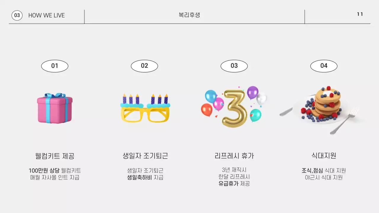 모노톤 심플한 3D그래픽 기업용 신규입사자 회사생활가이드