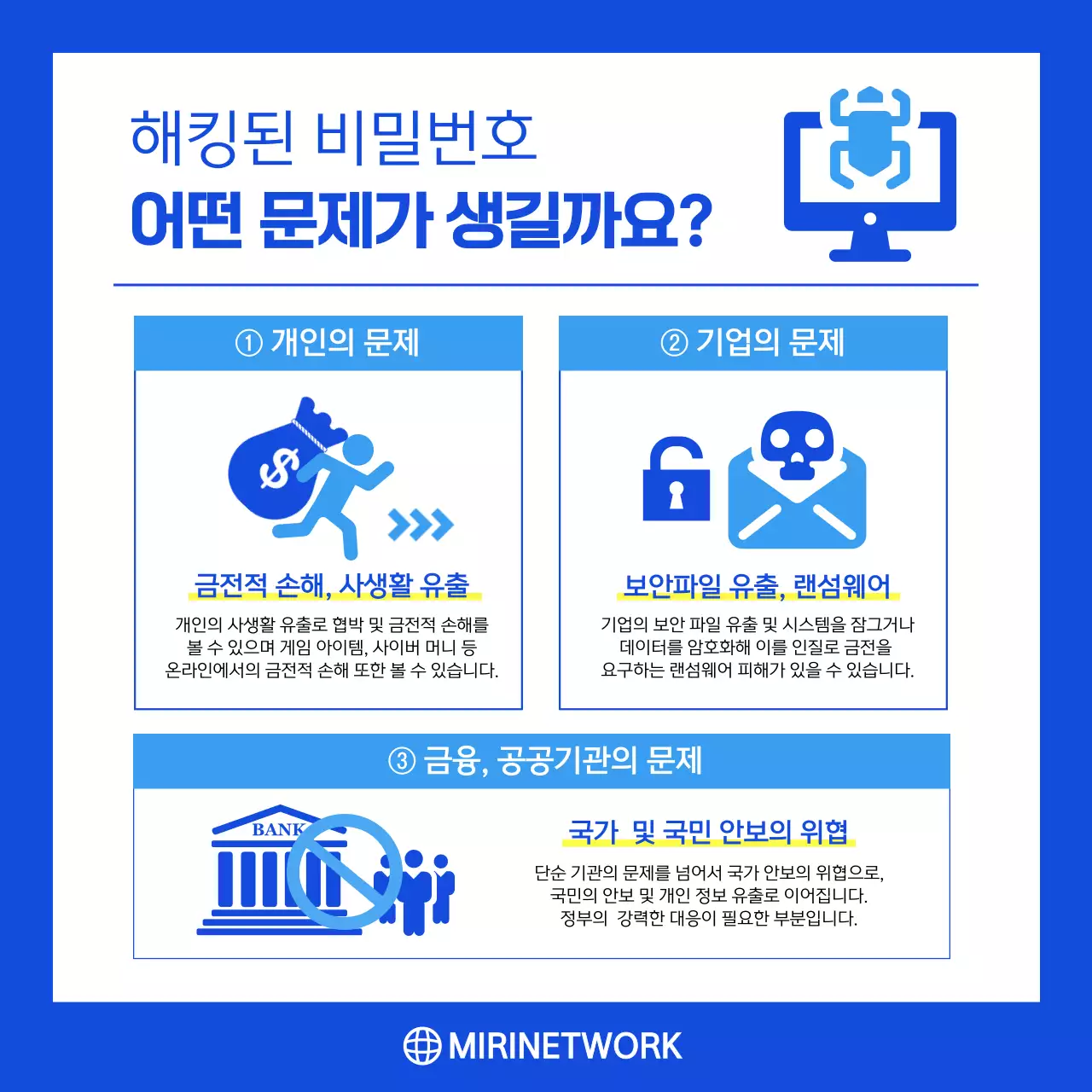 파란색의 네트워크 회사에서 알려주는 비밀번호 조합 꿀팁