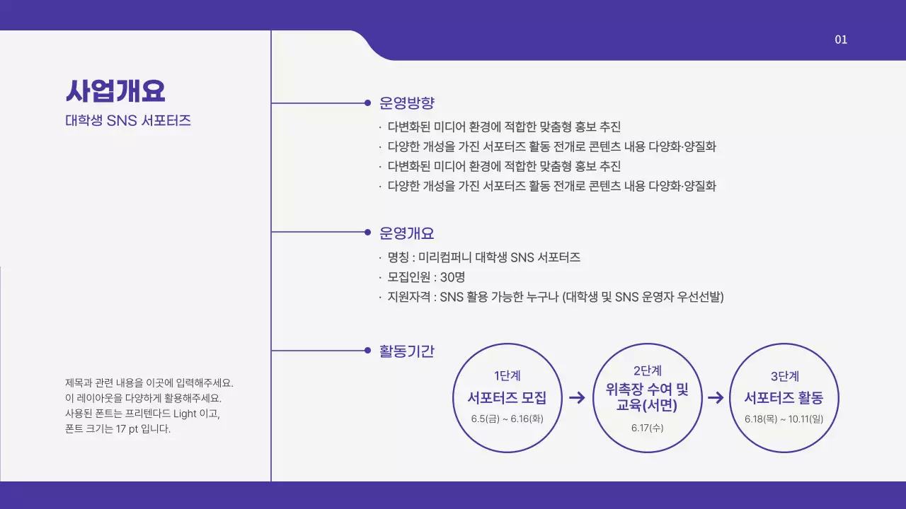 보라톤의 대학생 SNS 서포터즈 운영기획안 프레젠테이션 