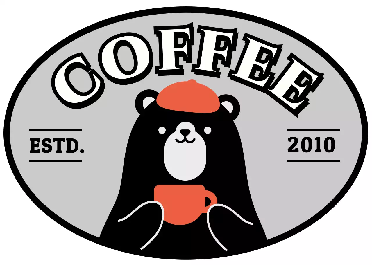 블랙 주황색 레트로 귀여운 카페로고 카페용 모자