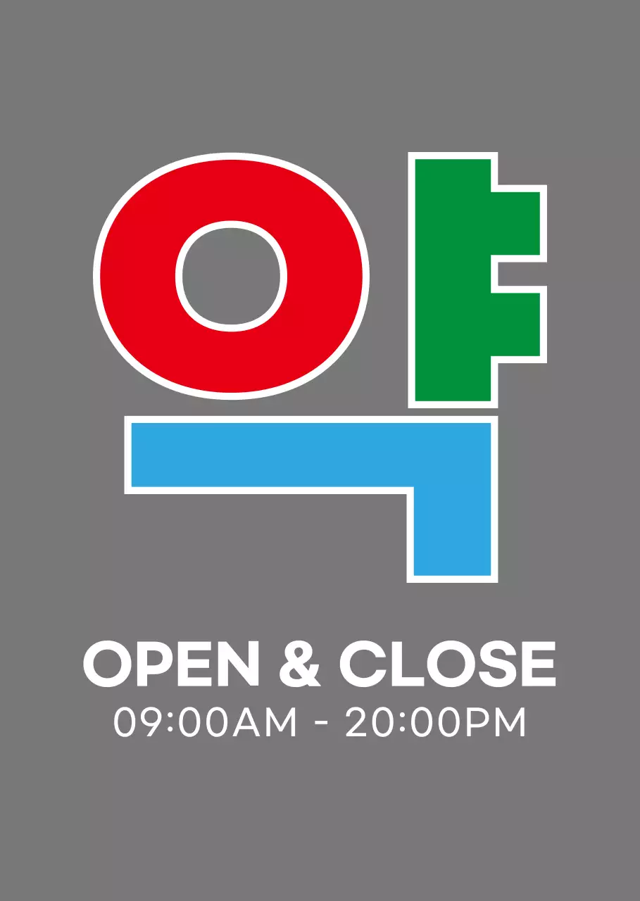 다채로운 컬러의 심플한 텍스트 약국 영업시간 안내 