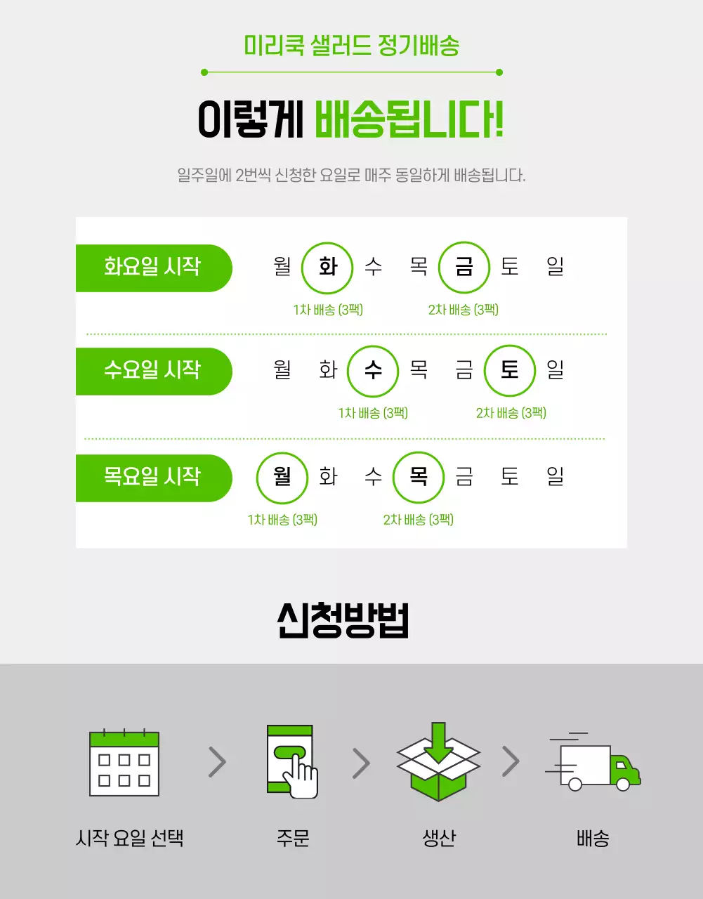 그린컬러의 샐러드 정기구독 상세페이지