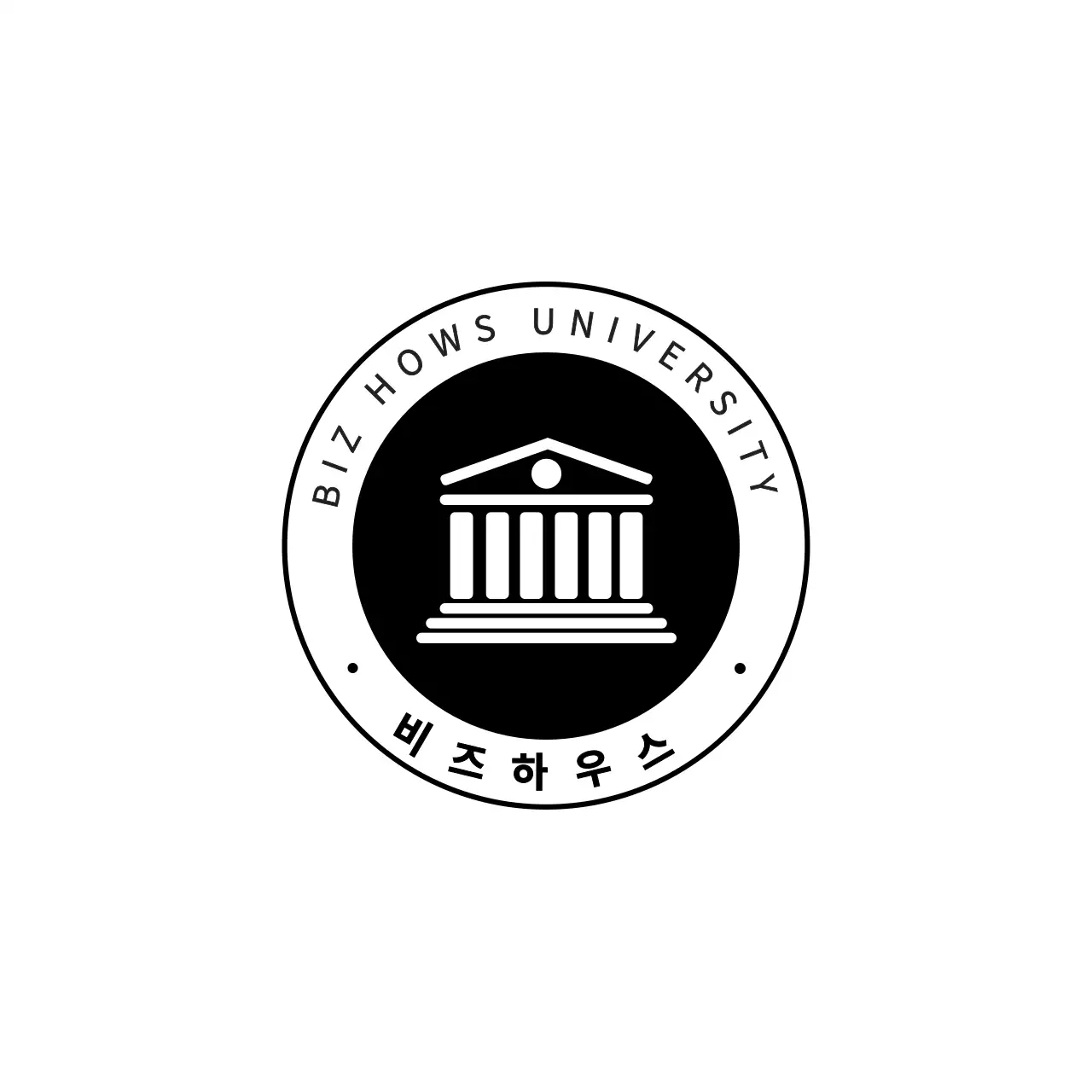 하얀색과 검정색의 깔끔한 앰블형 로고 스타일 학교 및 동호회용