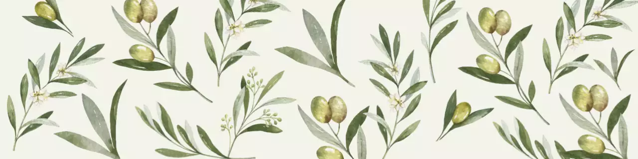 빈티지한 스타일의 그린 올리브 일러스트 패턴