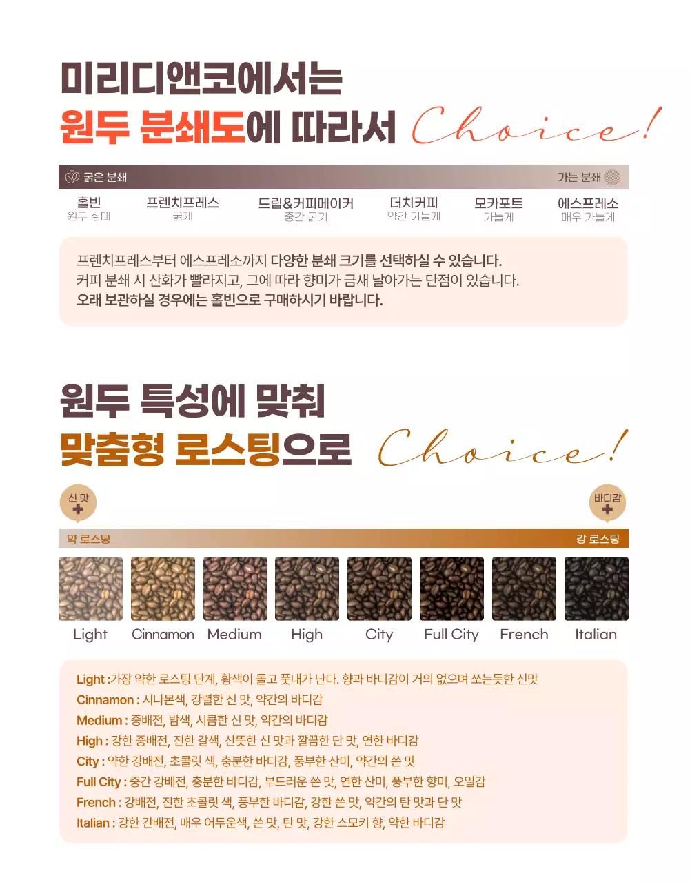 브라운톤의 커피 원두 소개