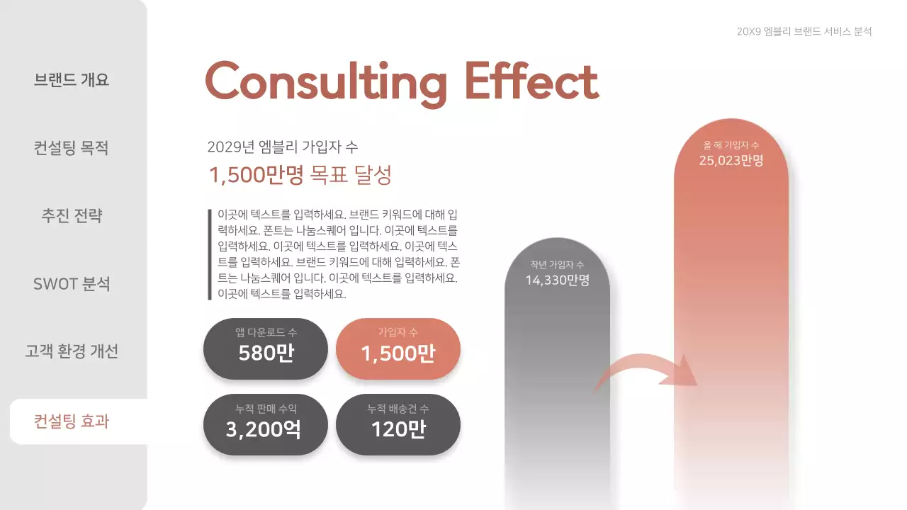 핑크베이지의 그라데이션 깔끔한 컨설팅 보고서