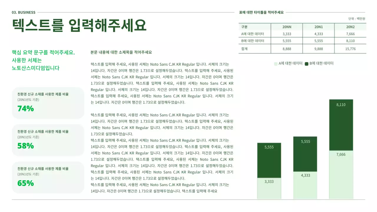 초록색의 에코컨셉의 ESG 보고서