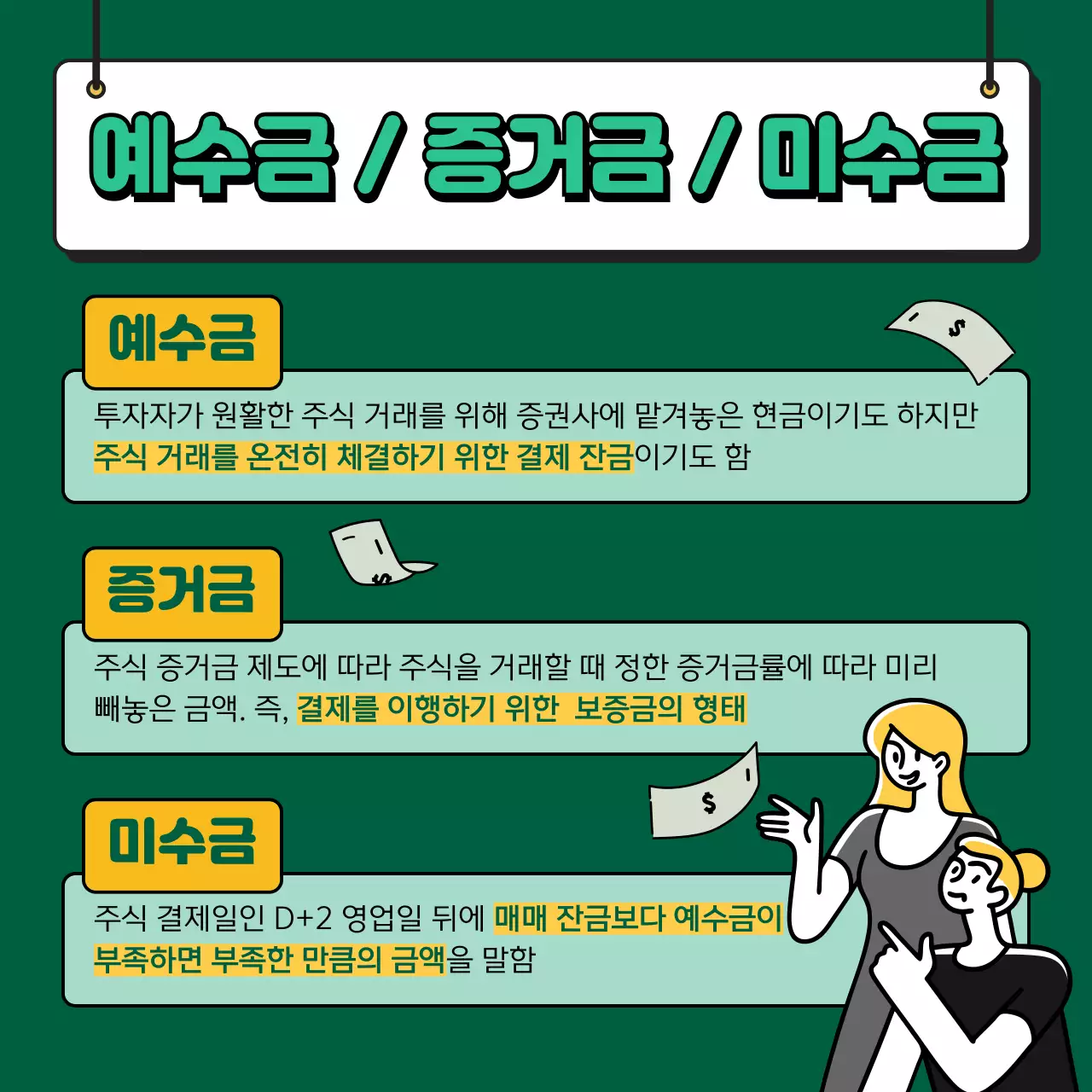 노란색의 주식 용어 증권 금융 카드뉴스 